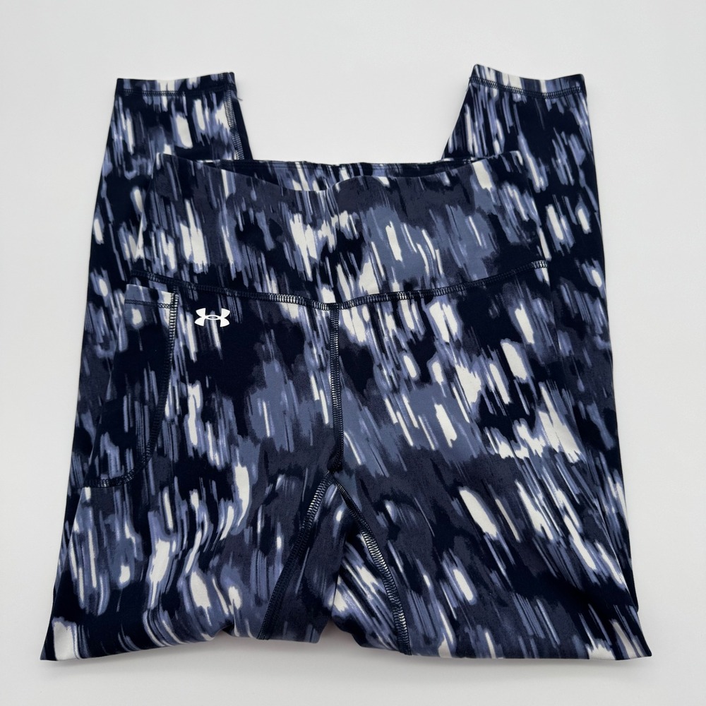 Under Armour Womens HeatGear Fitted Pocket Leggings Blue Abstract Print Small